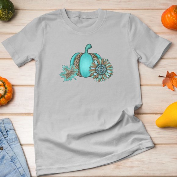 Fall Womens Graphic Teal Pumpkin Design - Picture 1 of 6